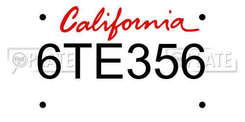 6TE356 California License Plate