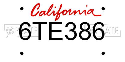 6TE386 California License Plate