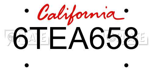6TEA658 California License Plate