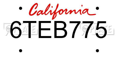 6TEB775 California License Plate