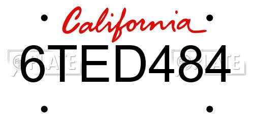 6TED484 California License Plate