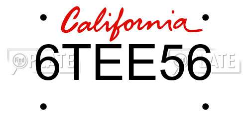 6TEE56 California License Plate