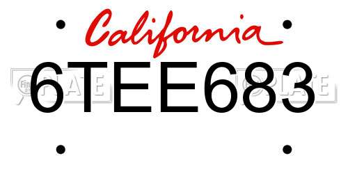 6TEE683 California License Plate