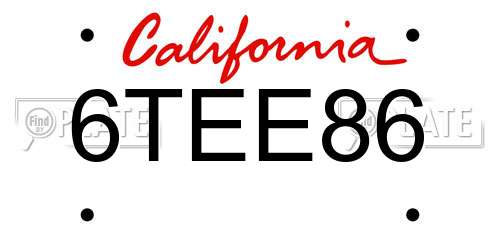 6TEE86 California License Plate