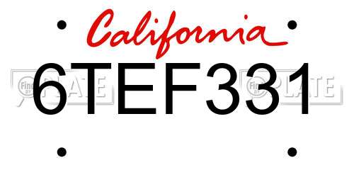6TEF331 California License Plate