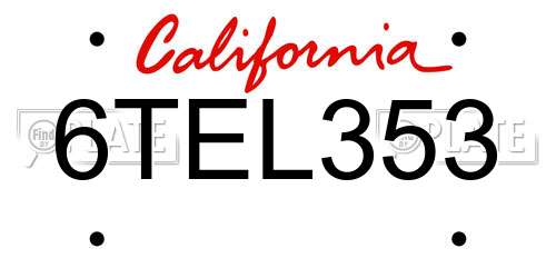 6TEL353 California License Plate