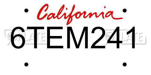 6TEM241 California License Plate
