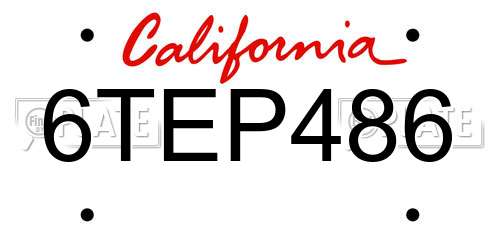 6TEP486 California License Plate