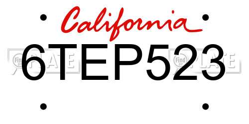 6TEP523 California License Plate