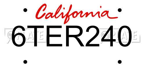6TER240 California License Plate