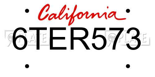 6TER573 California License Plate