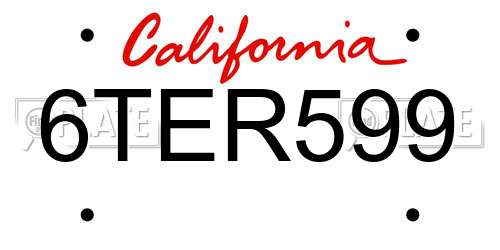 6TER599 California License Plate