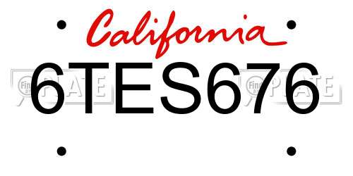 6TES676 California License Plate