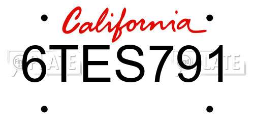 6TES791 California License Plate