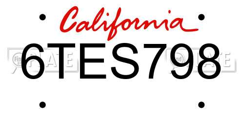 6TES798 California License Plate