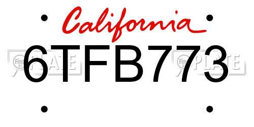 6TFB773 California License Plate