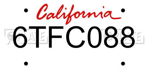 6TFC088 California License Plate