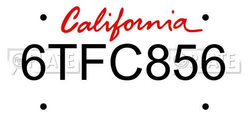 6TFC856 California License Plate