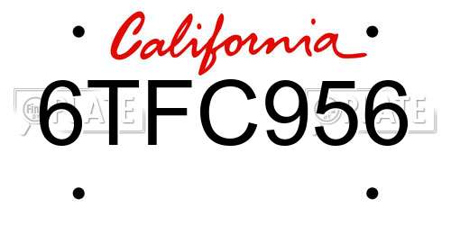 6TFC956 California License Plate