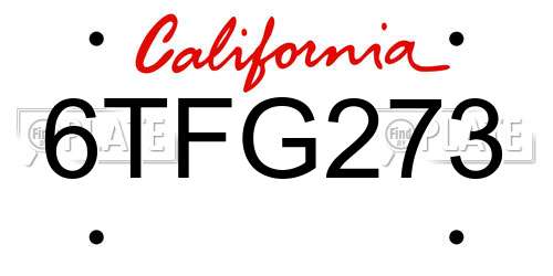6TFG273 California License Plate