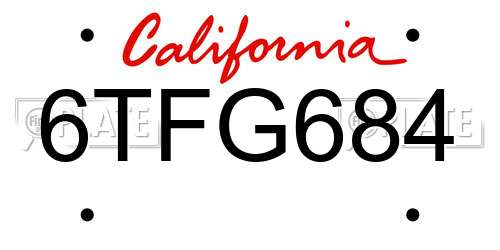 6TFG684 California License Plate