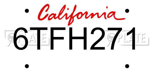 6TFH271 California License Plate