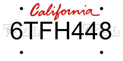 6TFH448 California License Plate