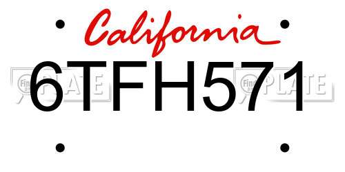 6TFH571 California License Plate