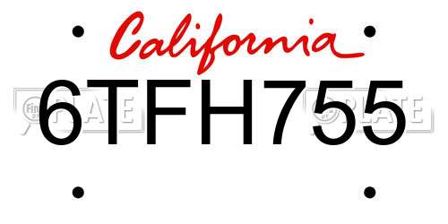 6TFH755 California License Plate
