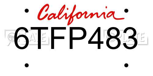 6TFP483 California License Plate