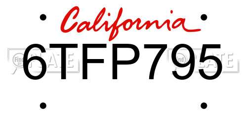 6TFP795 California License Plate