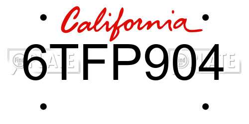 6TFP904 California License Plate