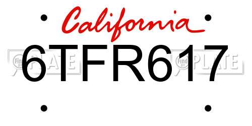 6TFR617 California License Plate