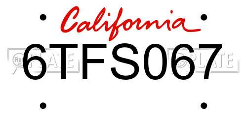 6TFS067 California License Plate