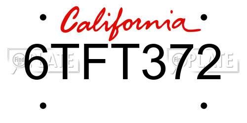 6TFT372 California License Plate