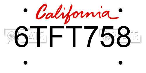 6TFT758 California License Plate