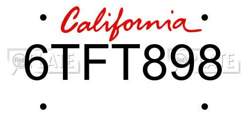 6TFT898 California License Plate