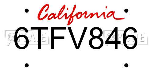 6TFV846 California License Plate