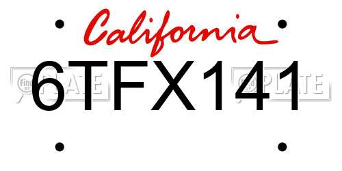 6TFX141 California License Plate