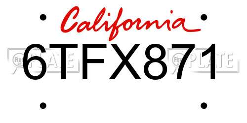 6TFX871 California License Plate