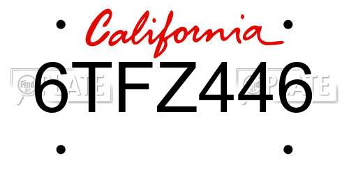 6TFZ446 California License Plate