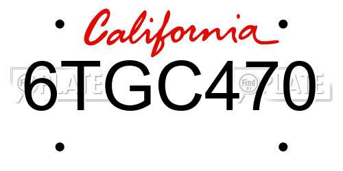 6TGC470 California License Plate