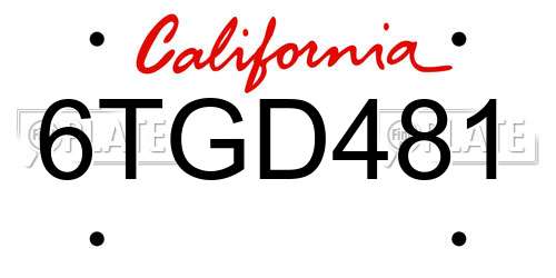 6TGD481 California License Plate