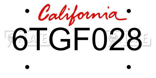 6TGF028 California License Plate