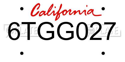 6TGG027 California License Plate