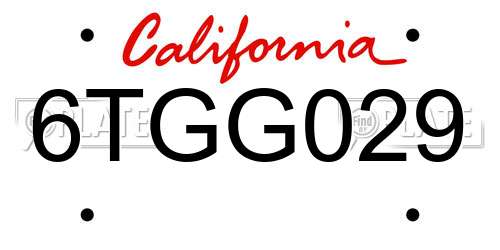 6TGG029 California License Plate