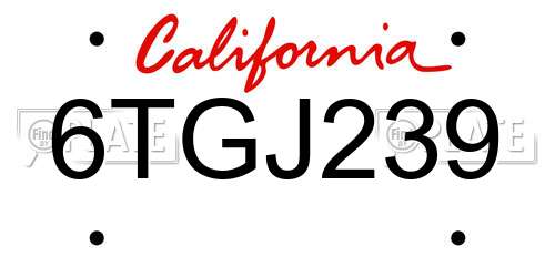 6TGJ239 California License Plate