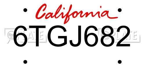 6TGJ682 California License Plate