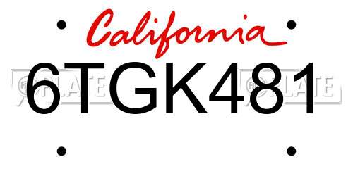 6TGK481 California License Plate