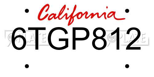 6TGP812 California License Plate